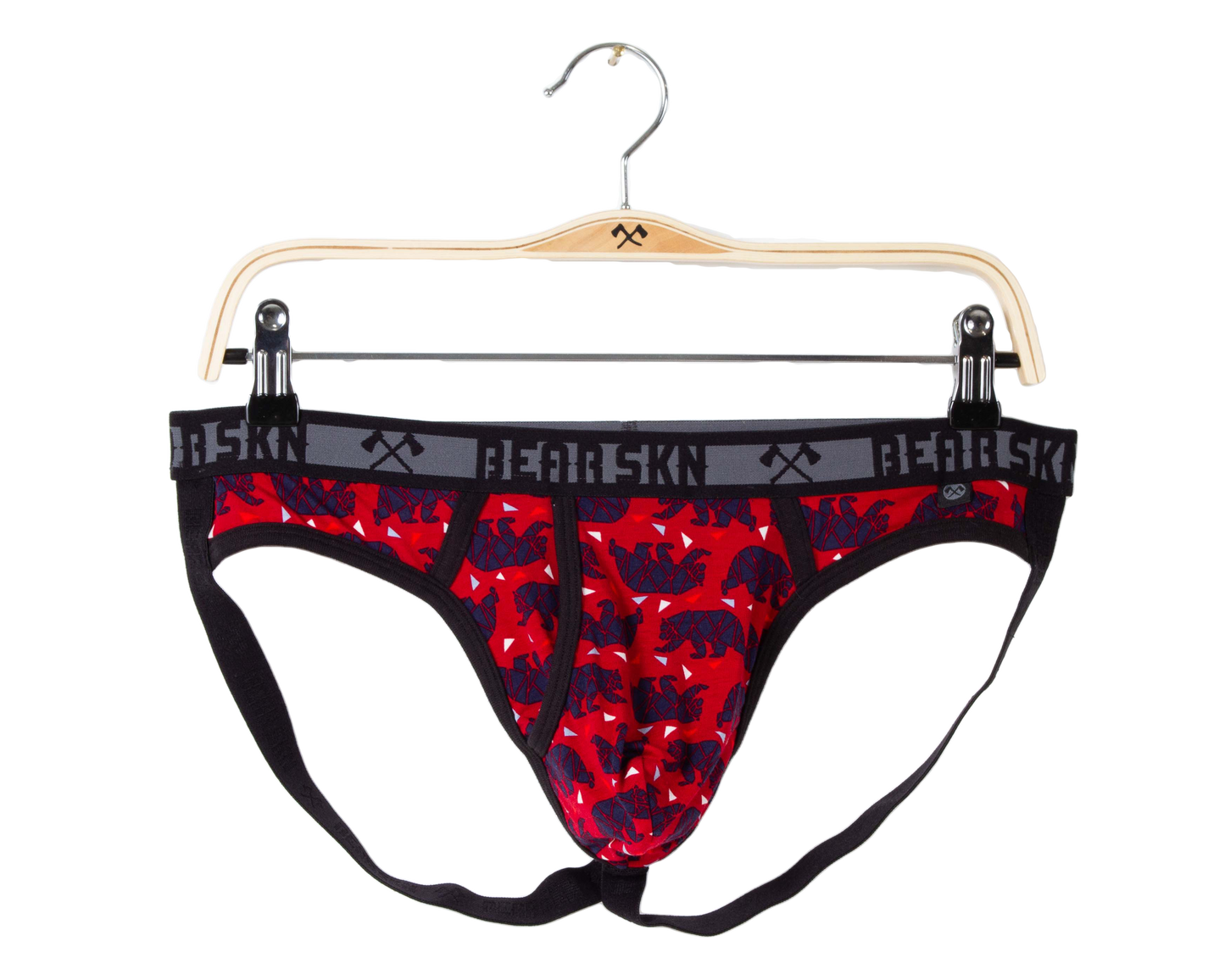 Bear Skn Jock Strap - Geometric Bear Red